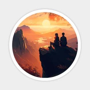 Mountain Hiking Sunset, Adventure Travel Magnet